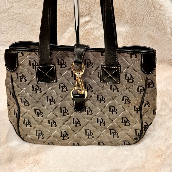 Dooney & bourke canvas and leather trim tote bag 14x9.5x7 - Picture 8 of 13